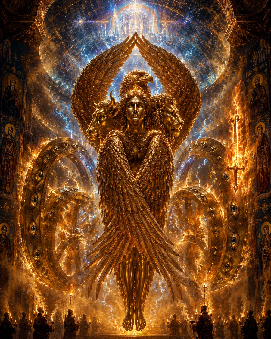The Cherubim — angels of the fullness of knowledge who guard Eden and overshadow the Ark