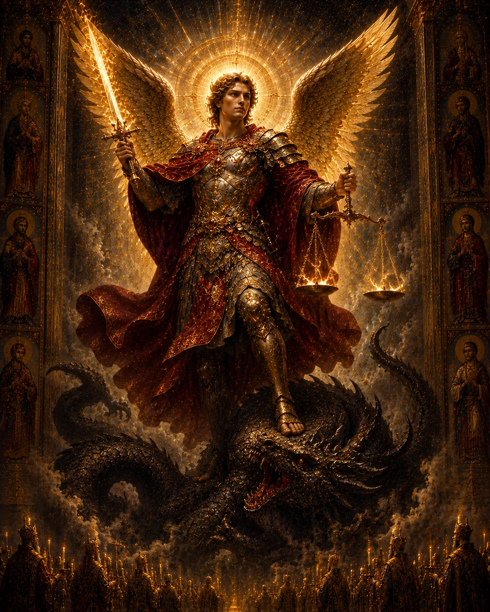 An Archangel in armour bearing the most important messages of God