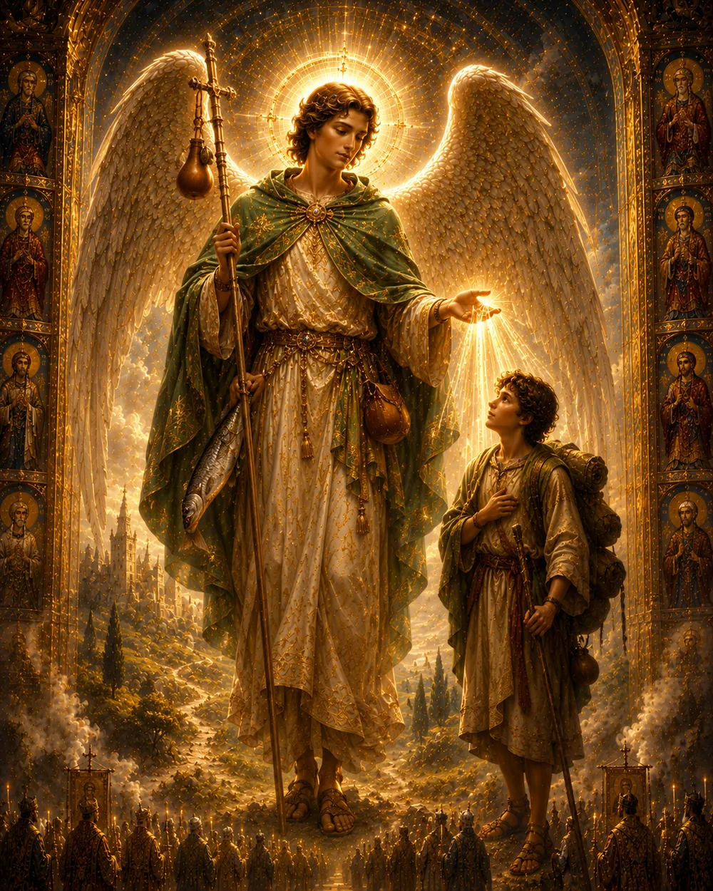 St. Raphael the Archangel, companion and guide of Tobias, who heals Tobit's blindness