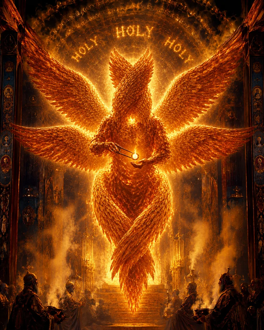 The Seraphim — six-winged burning ones aflame with love before the throne of God