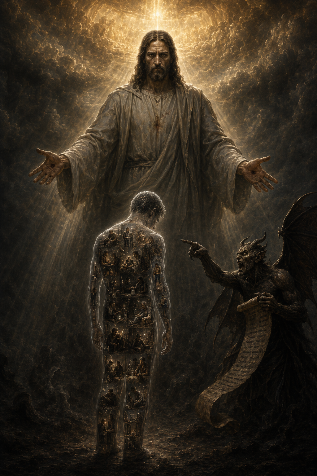 A soul receiving condemnation at judgement