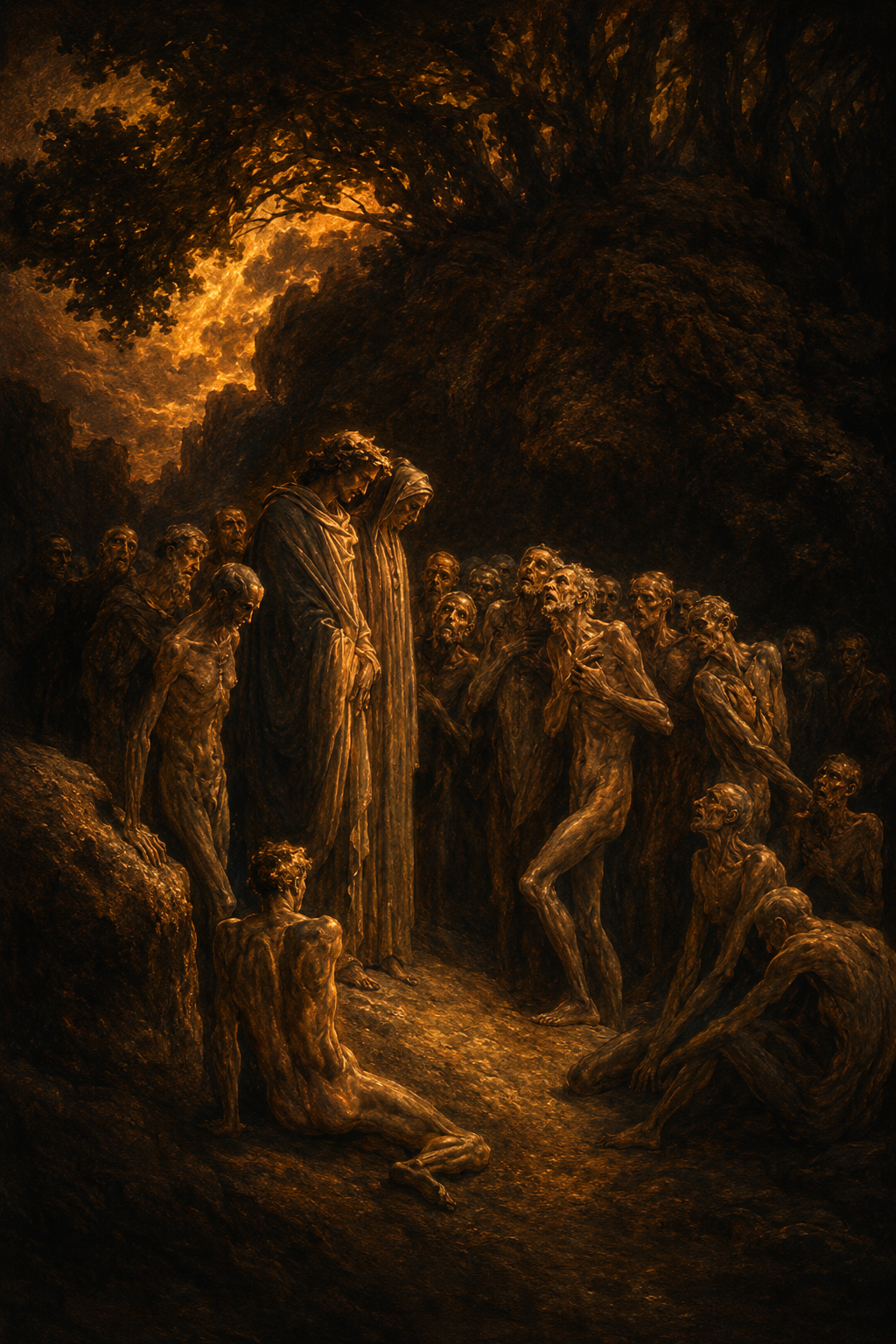 Holy souls receiving the mercy of prayer and sacrifice