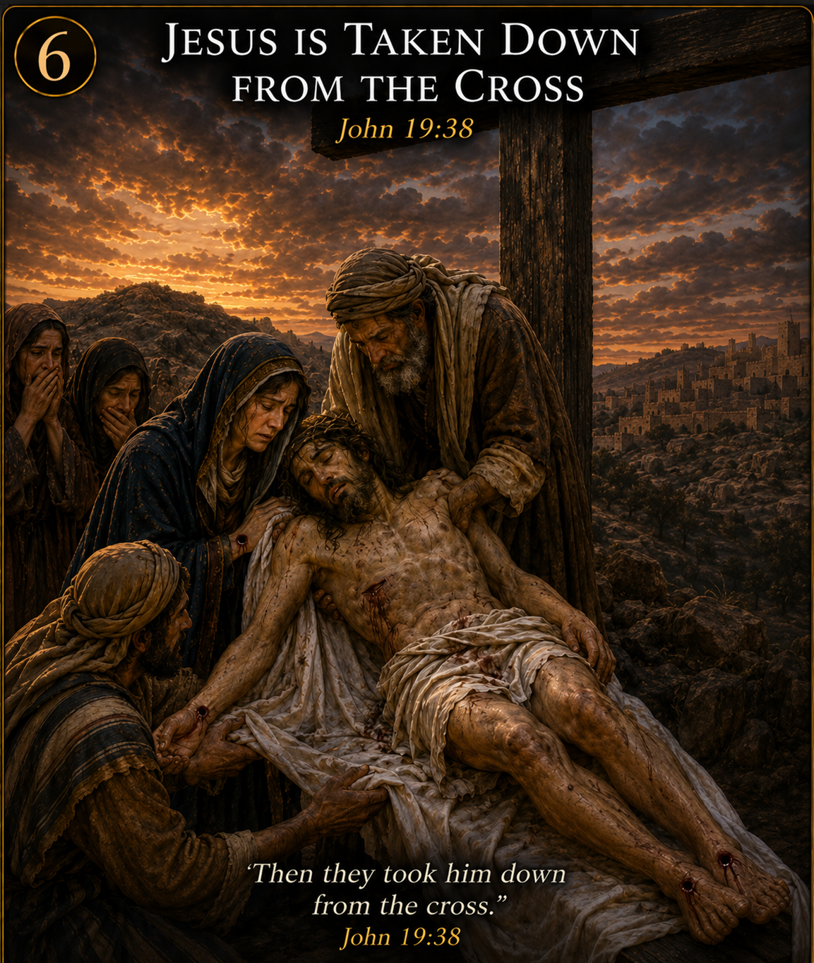 Jesus Is Taken Down from the Cross — Mary receives the body of her Son